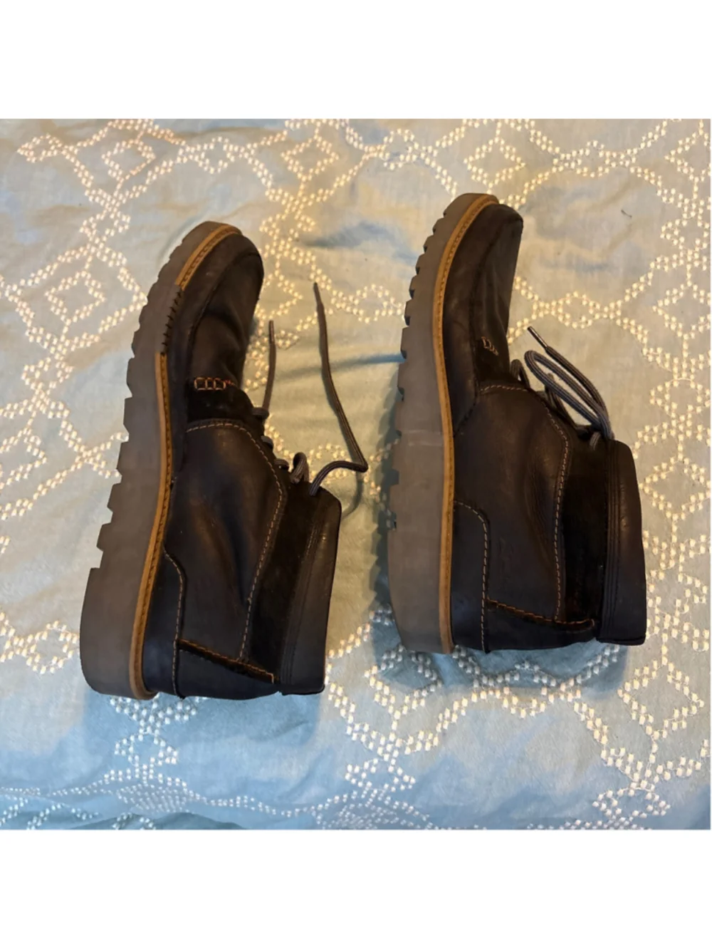 Men's Clarks Leather Boots Black Brown Size 13